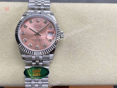 ARF Rolex Datejust 31mm 2236 Movement Pink Face Diamond Markers Jubilee Watch